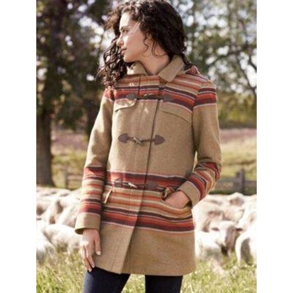 Pendleton Tillamook Stripe Toggle Coat 100% wool sz XL Aztec South Western $399